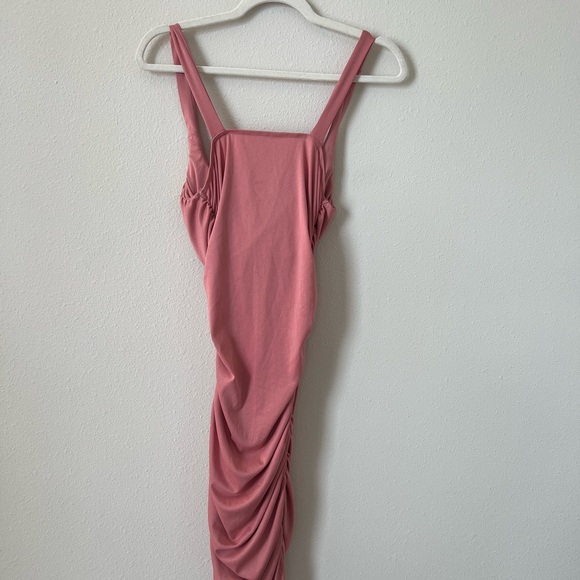Pink Ruched Midi Dress - Picture 2 of 3